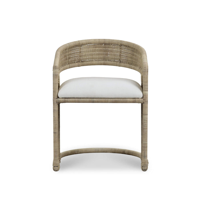 Bramble - Hampton Dining Chair in Rattan Natural w/ Arctic White Performance Fabric Cushion - 28972RNATSF204---- - GreatFurnitureDeal