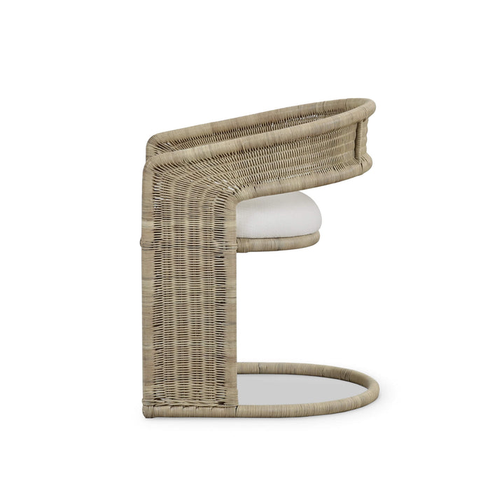 Bramble - Hampton Dining Chair in Rattan Natural w/ Arctic White Performance Fabric Cushion - 28972RNATSF204---- - GreatFurnitureDeal