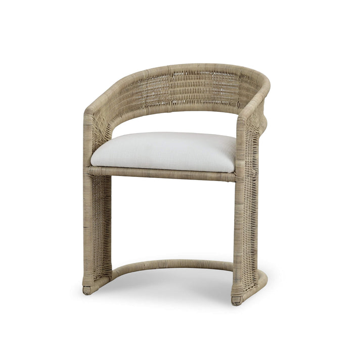 Bramble - Hampton Dining Chair in Rattan Natural w/ Arctic White Performance Fabric Cushion - 28972RNATSF204---- - GreatFurnitureDeal