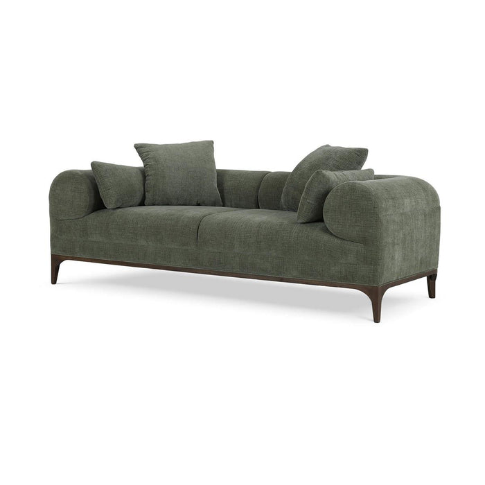 Bramble - Arcadia Sofa in Walnut w/ Thames Moss Green Performance Fabric - 29021WLTSF244----