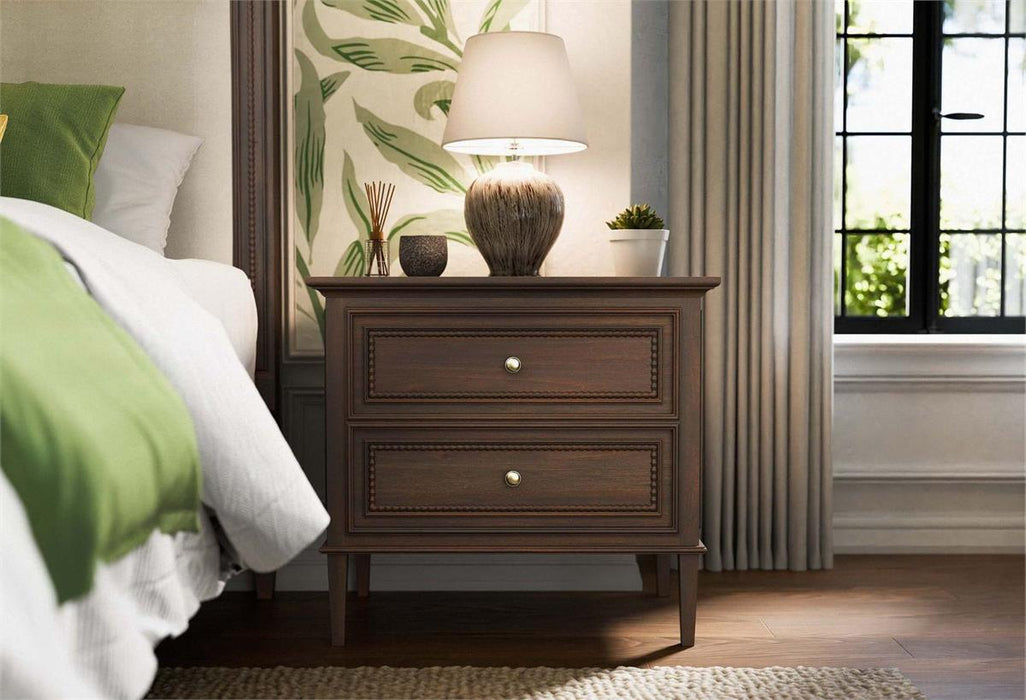 Bramble - Vivienne 2 Drawer Bedside Large Table in Walnut - 29044WLT-----