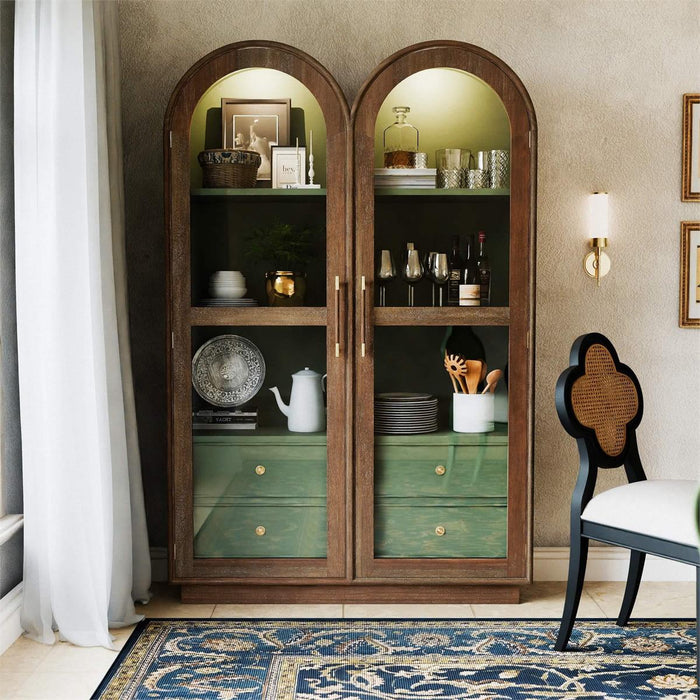 Bramble - Vannes Double Dome Display Cabinet w/ Glass Doors - BR-29127 - GreatFurnitureDeal