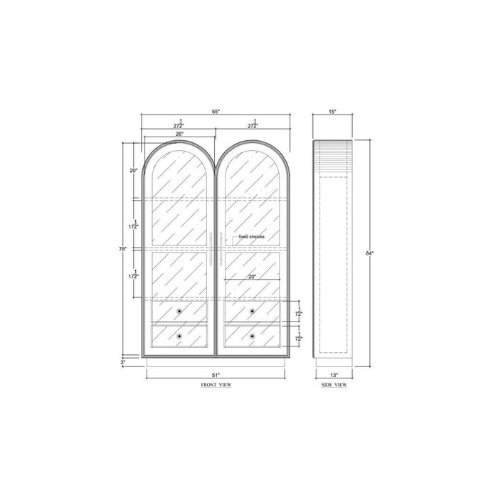 Bramble - Vannes Double Dome Display Cabinet w/ Glass Doors - BR-29127 - GreatFurnitureDeal