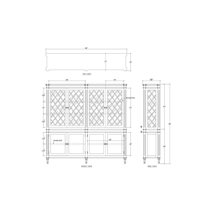 Bramble - Kelly 4 Door Glass Display Cabinet w/ Glass Shelves - BR-29138 - GreatFurnitureDeal