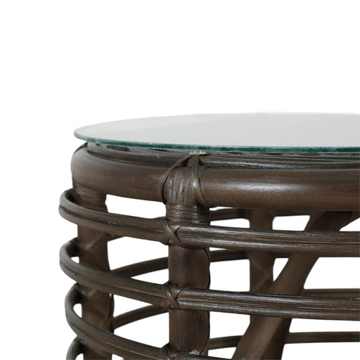 Bramble - Portico Rattan Side Table w/ Glass Top - BR-29156 - GreatFurnitureDeal