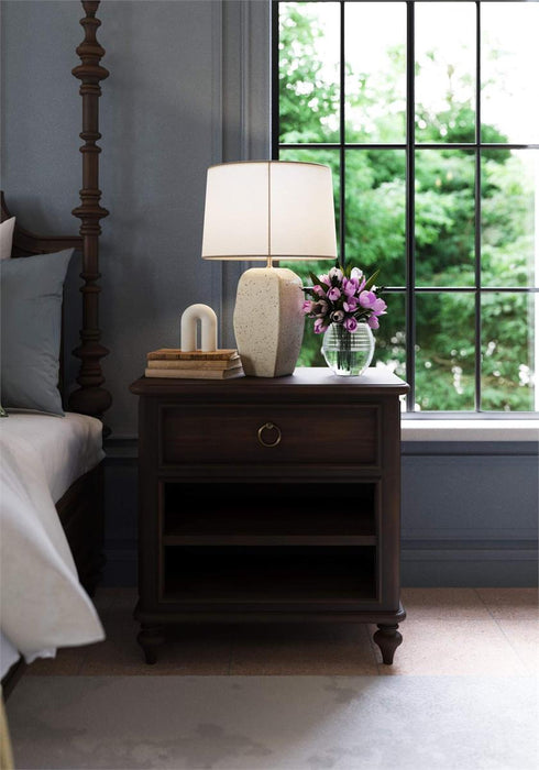 Bramble - Savannah Bedside Table w/ Open Shelf in Walnut - 29174WLT----- - GreatFurnitureDeal