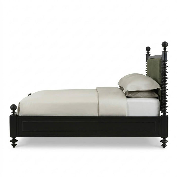 Bramble - Milano Upholstered King Bed in Batavia Black w/ Thames Moss Green Performance Fabric - 29176BBASF244----