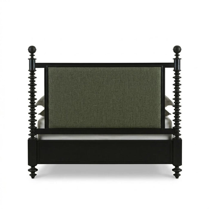Bramble - Milano Upholstered King Bed in Batavia Black w/ Thames Moss Green Performance Fabric - 29176BBASF244----
