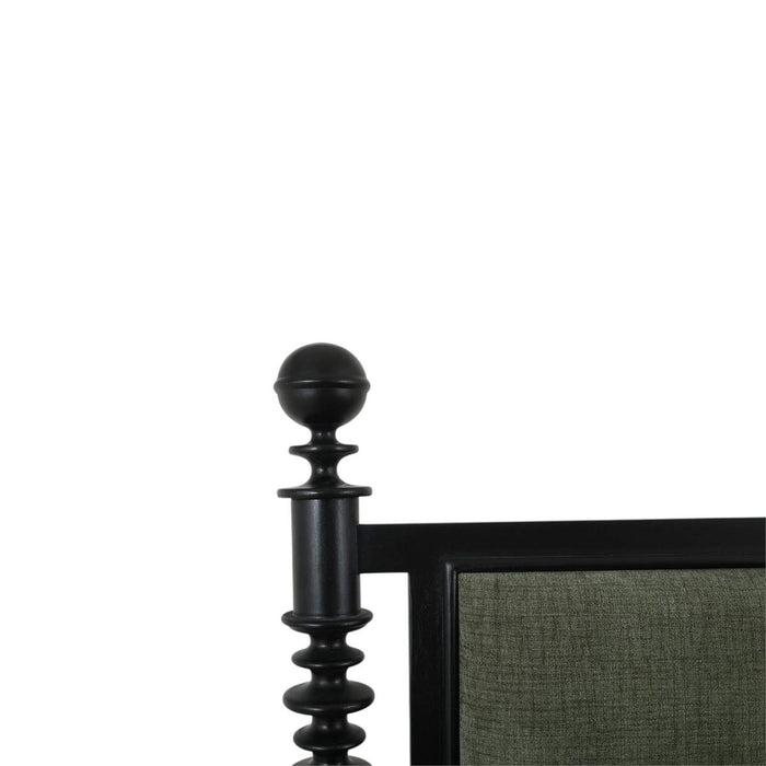 Bramble - Milano Upholstered King Bed in Batavia Black w/ Thames Moss Green Performance Fabric - 29176BBASF244----
