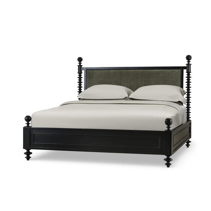 Bramble - Milano Upholstered King Bed in Batavia Black w/ Thames Moss Green Performance Fabric - 29176BBASF244----