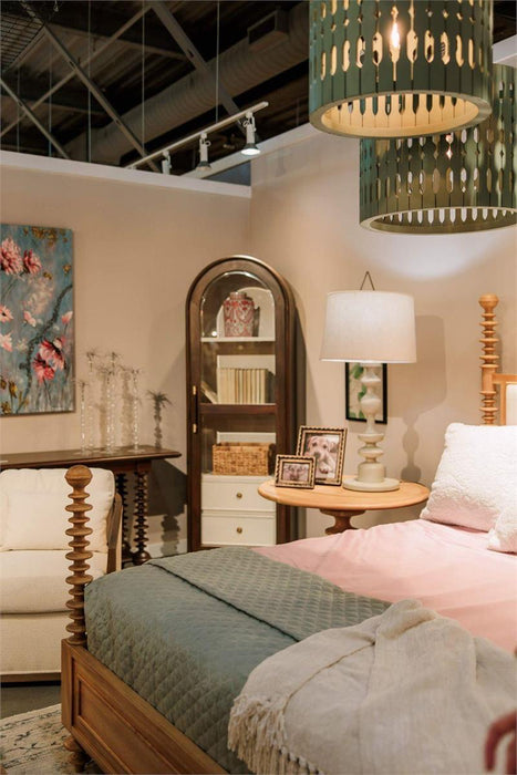 Bramble - Milano Upholstered King Bed in Fruitwood w/ Arctic White Performance Fabric (* adjustable posters) - 29176FRWSF204----
