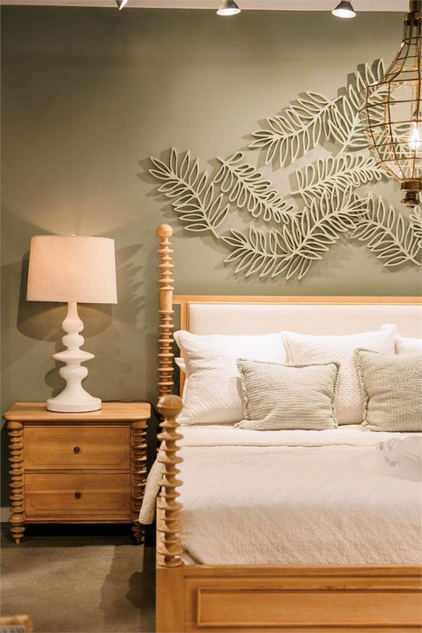 Bramble - Milano Upholstered King Bed in Fruitwood w/ Arctic White Performance Fabric (* adjustable posters) - 29176FRWSF204----