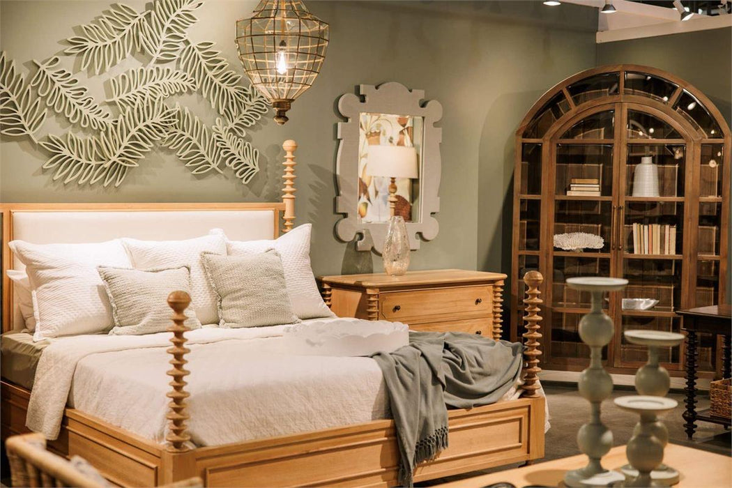 Bramble - Milano Upholstered King Bed in Fruitwood w/ Arctic White Performance Fabric (* adjustable posters) - 29176FRWSF204----