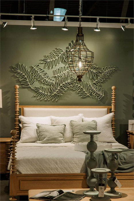 Bramble - Milano Upholstered King Bed in Fruitwood w/ Arctic White Performance Fabric (* adjustable posters) - 29176FRWSF204----
