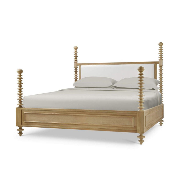 Bramble - Milano Upholstered King Bed in Fruitwood w/ Arctic White Performance Fabric (* adjustable posters) - 29176FRWSF204----