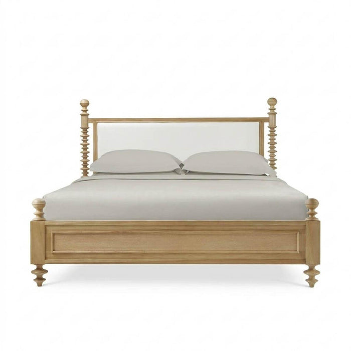 Bramble - Milano Upholstered King Bed in Fruitwood w/ Arctic White Performance Fabric (* adjustable posters) - 29176FRWSF204----