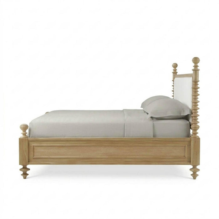 Bramble - Milano Upholstered King Bed in Fruitwood w/ Arctic White Performance Fabric (* adjustable posters) - 29176FRWSF204----