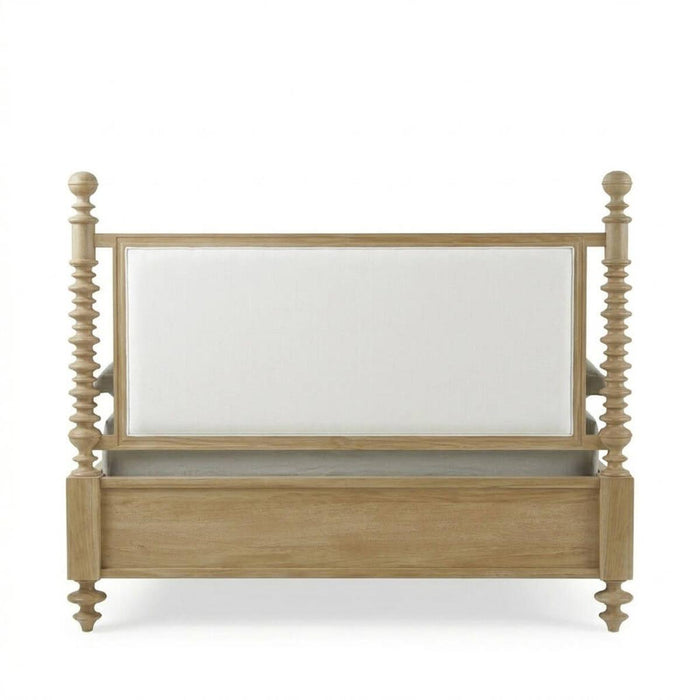 Bramble - Milano Upholstered King Bed in Fruitwood w/ Arctic White Performance Fabric (* adjustable posters) - 29176FRWSF204----