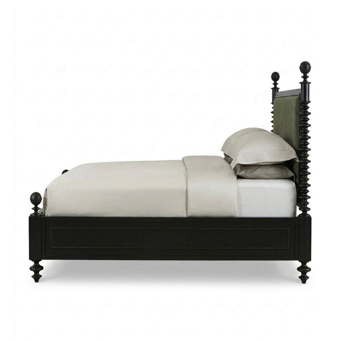 Bramble - Milano Upholstered Queen Bed in Batavia Black w/ Thames Moss Green Performance Fabric - 29177BBASF244----