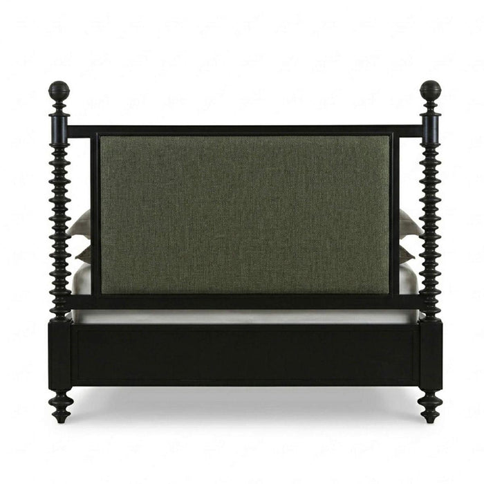 Bramble - Milano Upholstered Queen Bed in Batavia Black w/ Thames Moss Green Performance Fabric - 29177BBASF244----