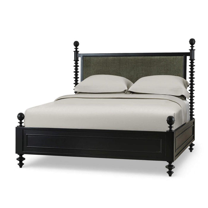 Bramble - Milano Upholstered Queen Bed in Batavia Black w/ Thames Moss Green Performance Fabric - 29177BBASF244----