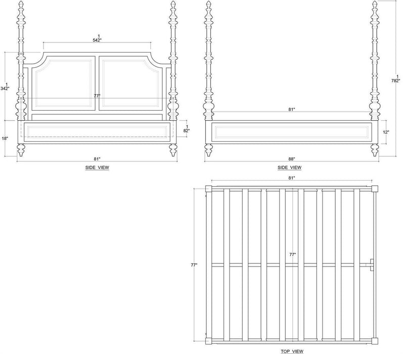 Bramble - Savannah King Bed in True White (* adjustable posters) - 29178TRW-----