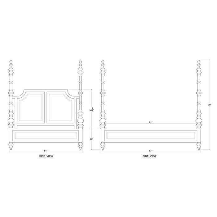 Bramble - Savannah Queen Bed in True White (* adjustable posters) - 29179TRW-----