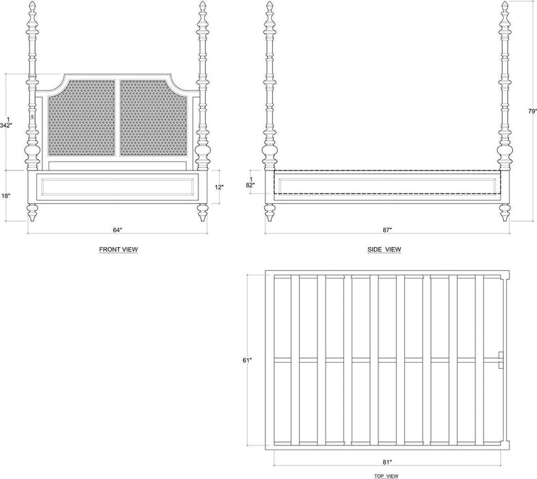 Bramble - Savannah Rattan Queen Bed (* adjustable posters) - BR-29181