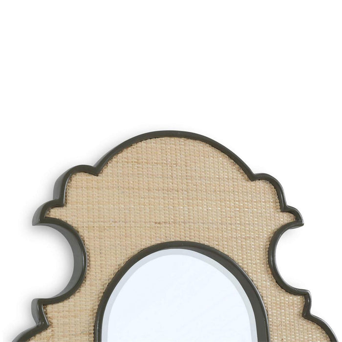 Bramble - Lotus Mirror in Midnight Olive w/ Inset Rattan Natural - 29182MDO-RNAT---