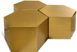 Meridian Furniture - Hexagon Gold Iron 3pc. Coffee Table - 292-CT-3PC - GreatFurnitureDeal