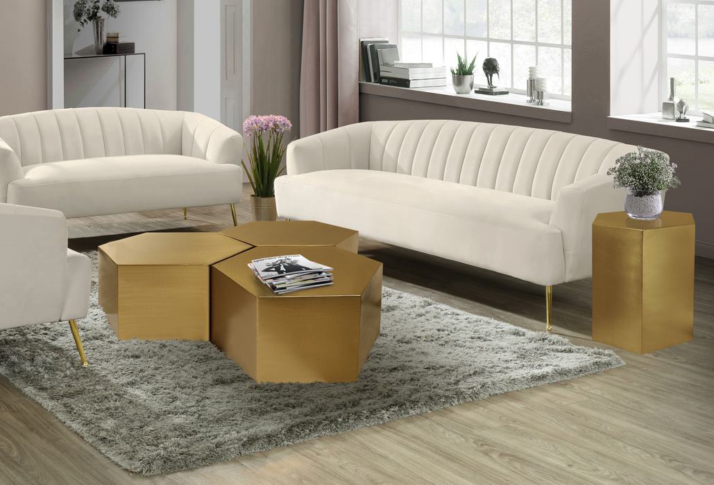 Meridian Furniture - Hexagon Gold Iron 3pc. Coffee Table - 292-CT-3PC - GreatFurnitureDeal