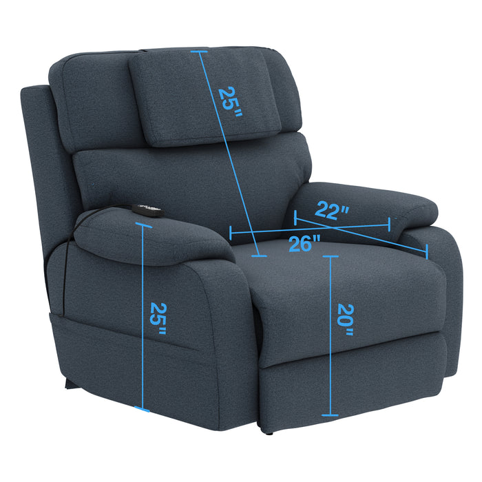 Catnapper - Dreamtime XL Power Headrest Power Lay Flat Recliner w/CR3 Heat/Massage/Zero Gravity in Steel - 629207-STEEL - GreatFurnitureDeal