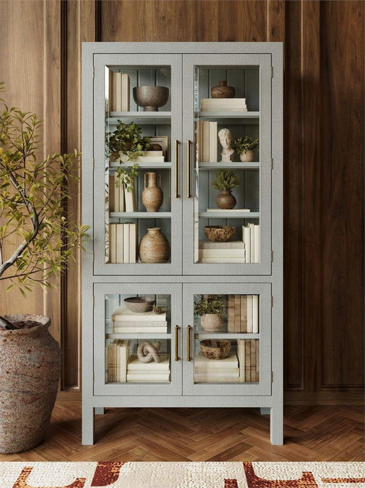 Bramble - Alto Display Cabinet w/ Rattan & Glass Shelves - BR-29280 - GreatFurnitureDeal