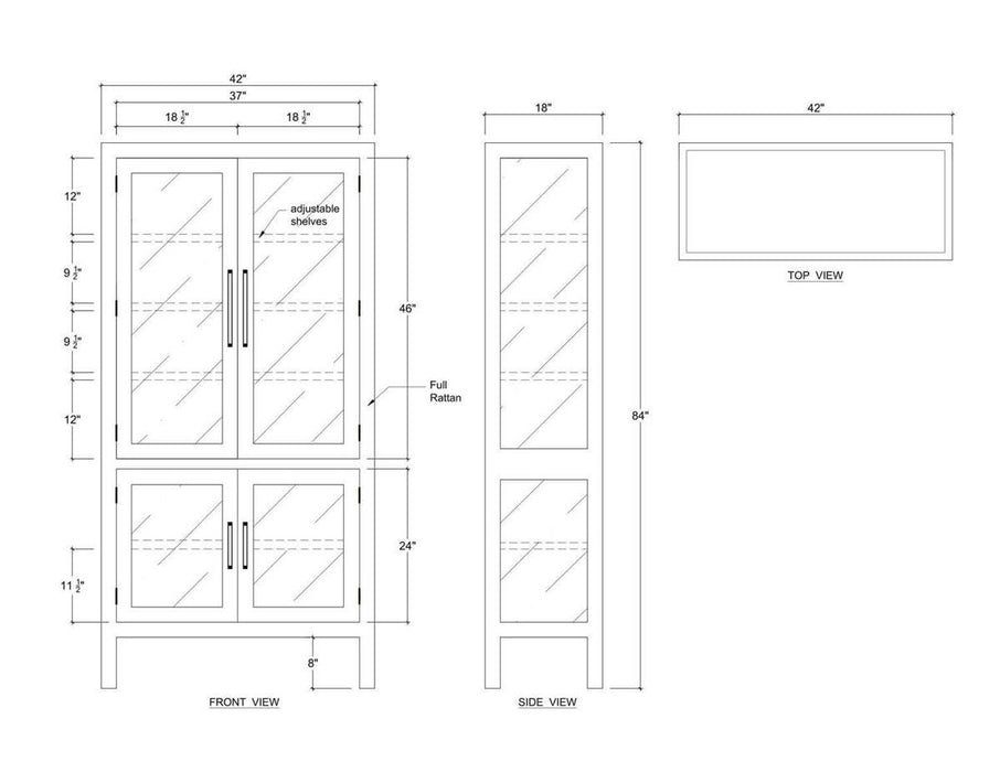 Bramble - Alto Display Cabinet w/ Rattan & Glass Shelves - BR-29280 - GreatFurnitureDeal