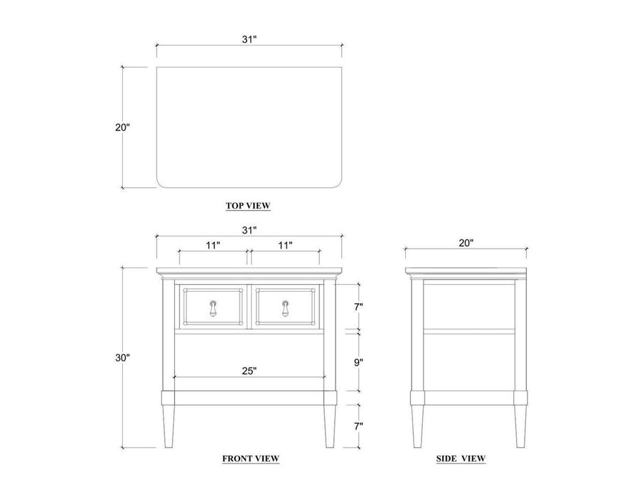 Bramble - Seraphine Large Bedside Table w/ 2 Drawers - BR-29286 - GreatFurnitureDeal