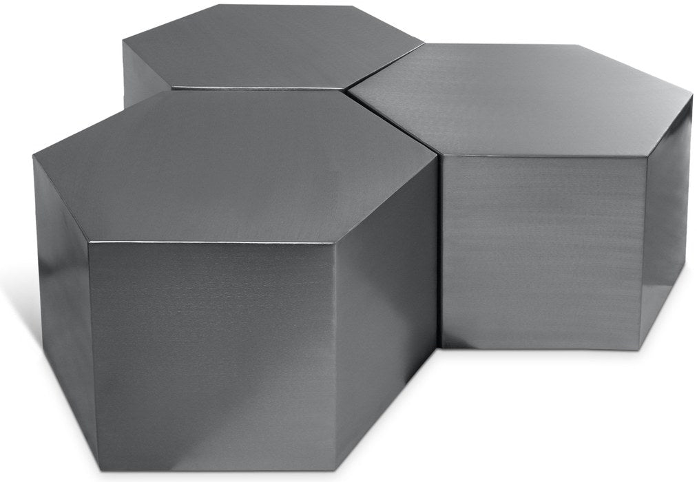 Meridian Furniture - Hexagon Chrome Iron 3pc. Coffee Table - 293-CT-3PC - GreatFurnitureDeal