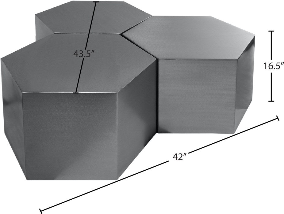 Meridian Furniture - Hexagon Chrome Iron 3pc. Coffee Table - 293-CT-3PC - GreatFurnitureDeal