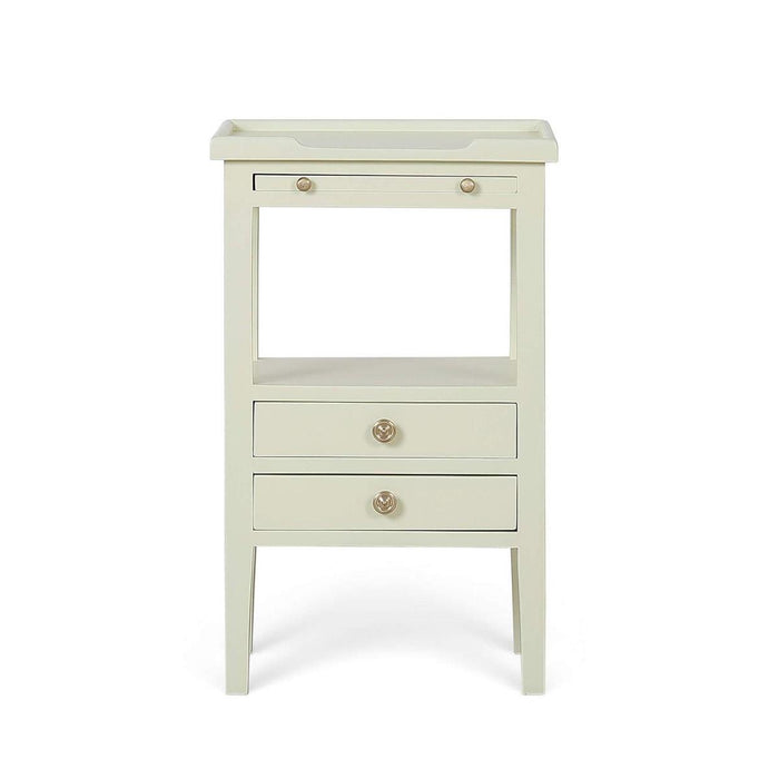 Bramble - Eton 2 Drawer Side Table w/ Pull Out Shelf w/ Knob A - BR-29317