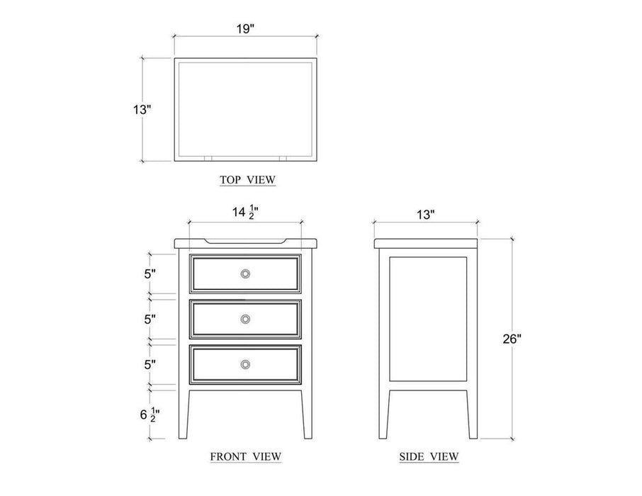 Bramble - Eton 3 Drawer End Table w/ Knob A - BR-29318
