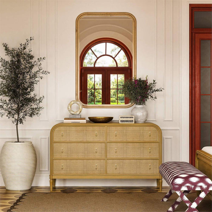 Bramble - Langford 6 Drawer Dresser w/ Rattan - BR-29342 - GreatFurnitureDeal