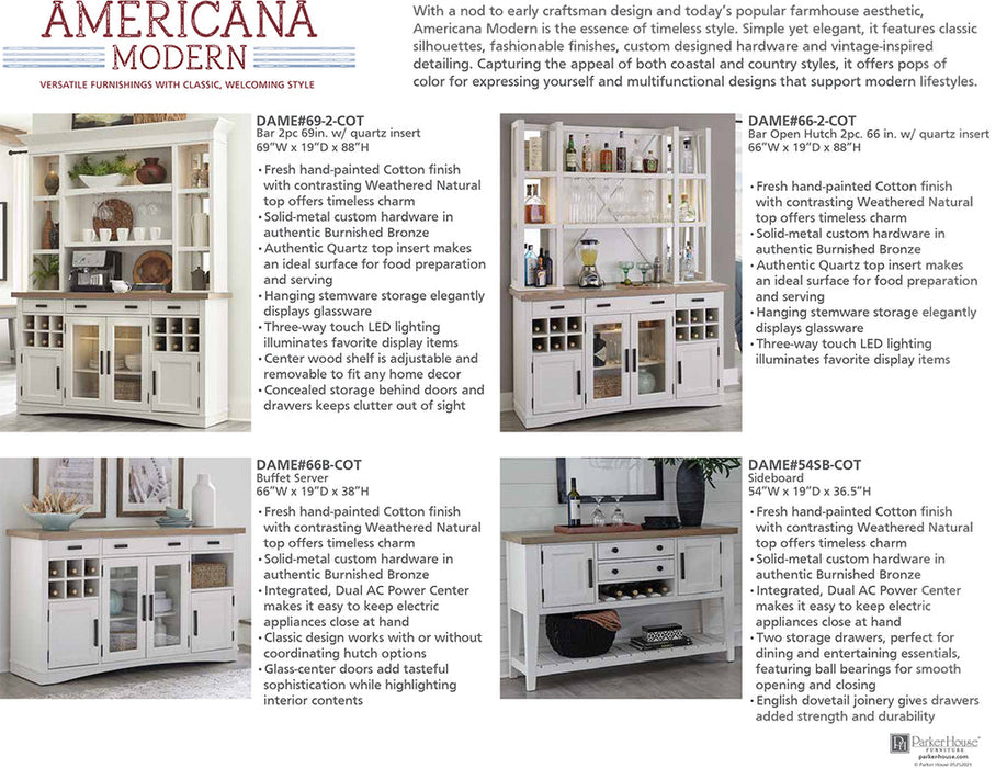 Parker House - Americana Modern Dining Table 60 Inch x 38 Inch Rect to 78 Inch - DAME#60RECT-COT - GreatFurnitureDeal