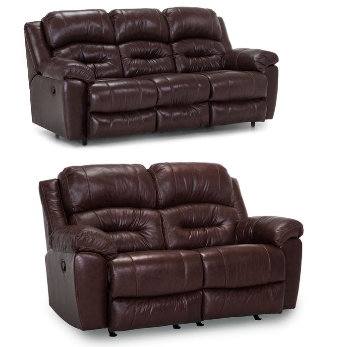 Franklin Furniture - Bellamy 2 Piece Reclining Sofa Set Power Recline/USB Port in Antigua Dark Brown - 77342-323-83-DARK BROWN