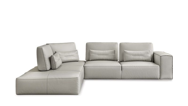 VIG Furniture - Coronelli Collezioni Hollywood Italian Light Grey Leather LAF Chaise Sectional Sofa - VGCC-HOLLYWOOD-GREY-LAF-SECT