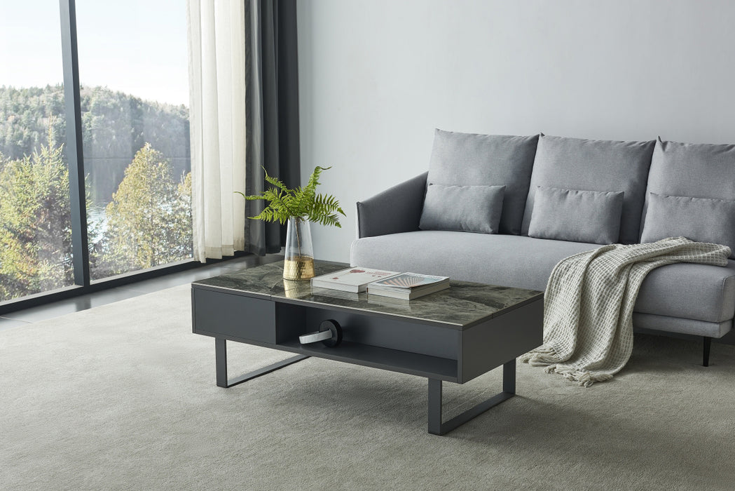ESF Furniture - 1388 Coffee Table w/ Storage in Grey - 1388COFFEETABLEGREY - GreatFurnitureDeal