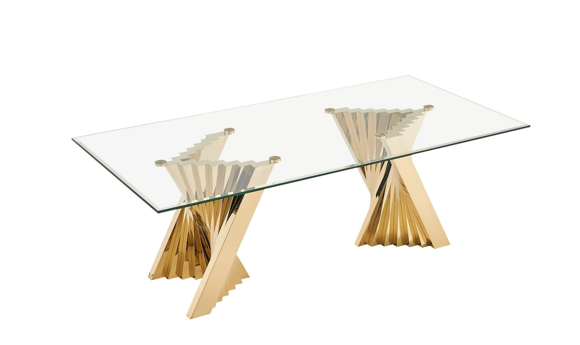 VIG Furniture - Modrest Buquet - Glam Glass + Champagne Gold Rectangular Dining Table - VGZA-T124-GLD