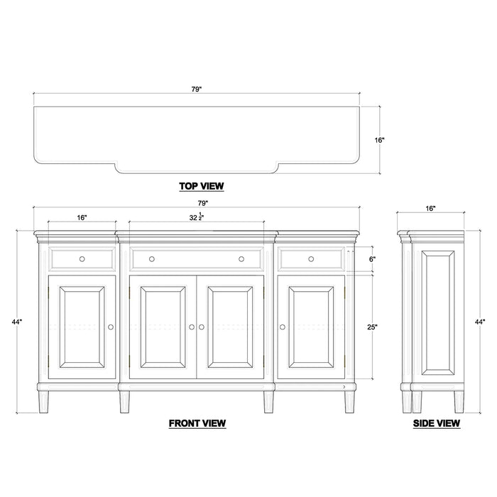 Bramble - Hayward Buffet in White Charleston - BR-FAC-26498WCH - GreatFurnitureDeal