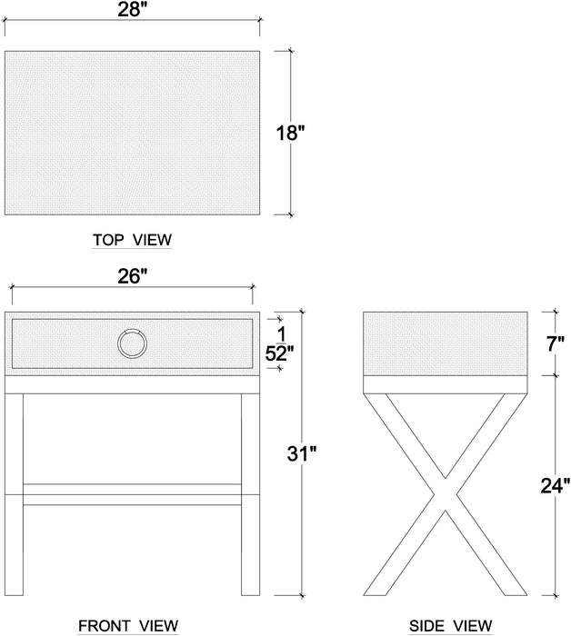 Bramble - Renoir Bedside Wrapped in Natural Rattan w/ Sandbar Legs - 27912RNATSNB---- - GreatFurnitureDeal