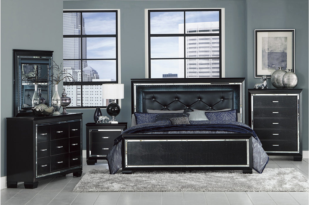 Homelegance - Allura 4 Piece California King Bedroom Set with LED Lighting in Black - 1916KBK-1CK-4SET - GreatFurnitureDeal