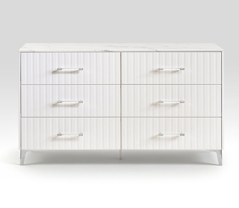 Homelegance - Ripple 4 Piece California King Bedroom Set in High Gloss White - 2457K-1CK*4