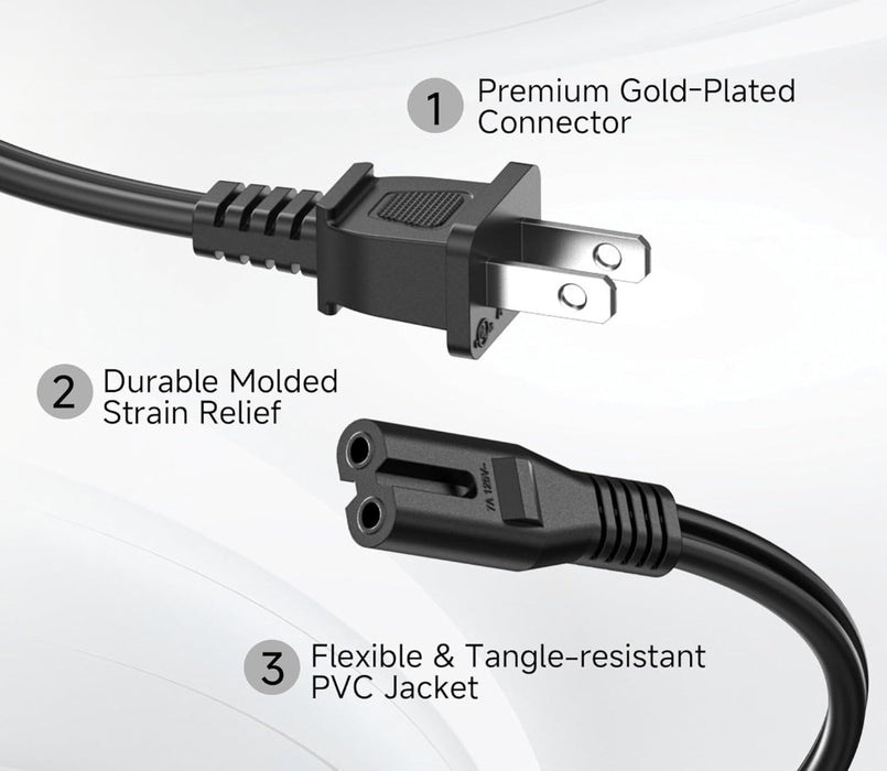 Power Recliner Replacement AC Power Wall Cord - Cable to Power Box, ONLY Cable - GreatFurnitureDeal